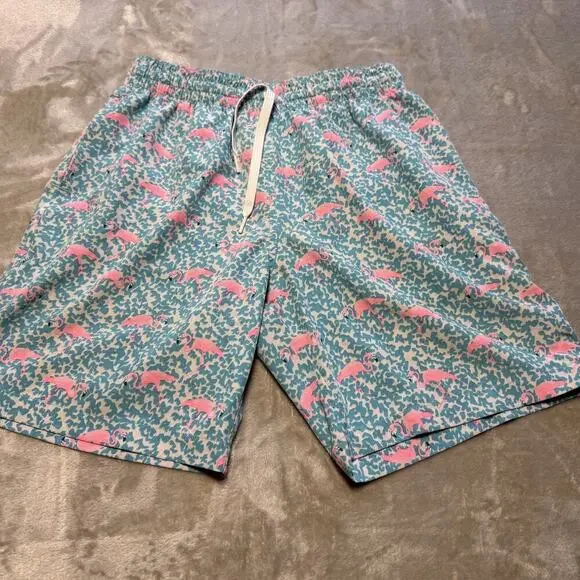 Chubbies Flamingo Print Blue Pink Swim Surf Board Shorts W/Pockets Size Medium - Picture 2 of 8